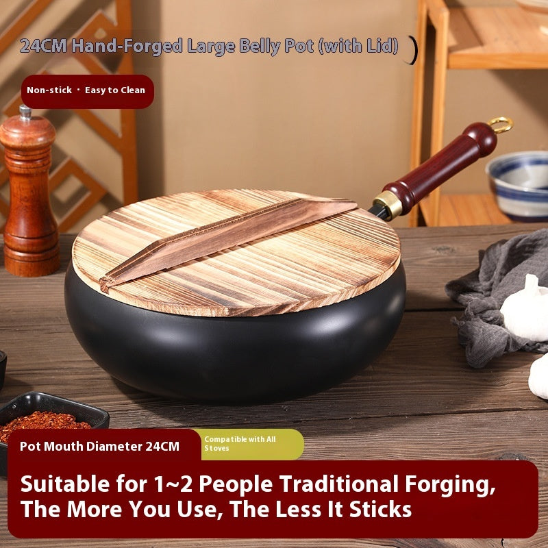 Big Belly Iron Pot Deep Nitrogen Uncoated Thickened Non-stick Cooking Stew