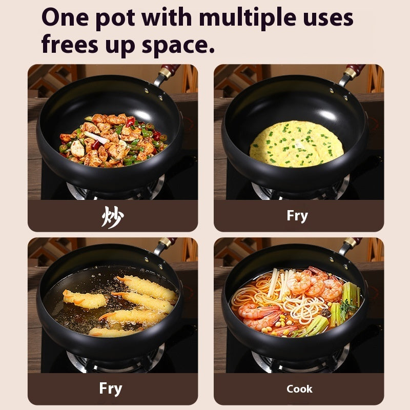 Big Belly Iron Pot Deep Nitrogen Uncoated Thickened Non-stick Cooking Stew