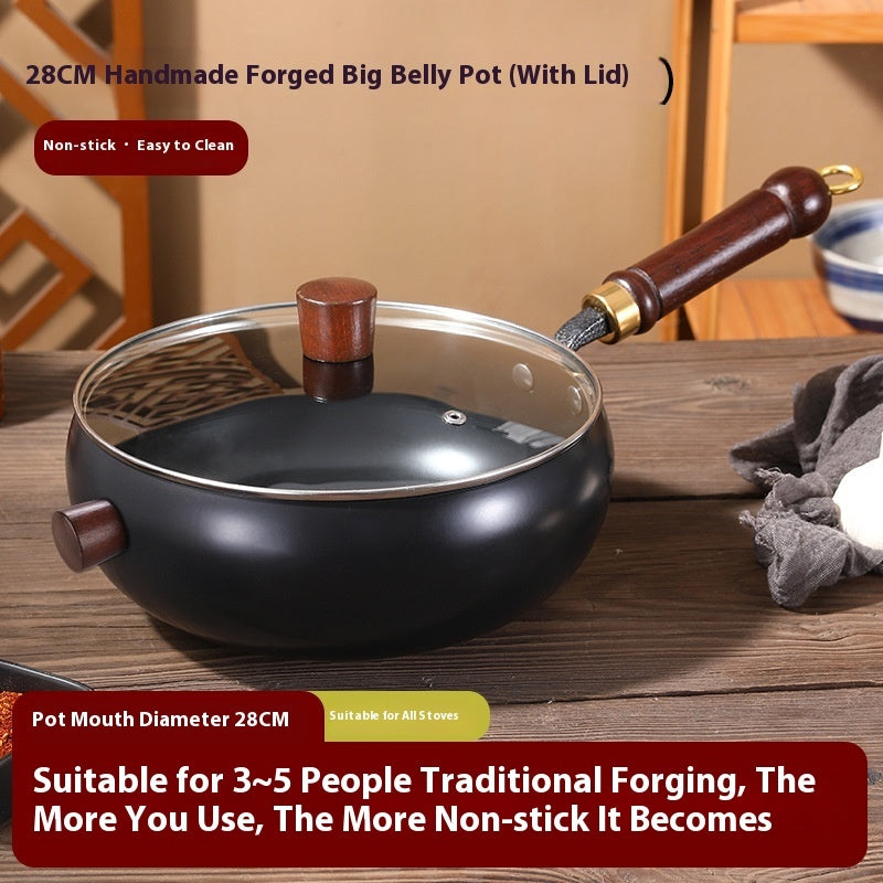Big Belly Iron Pot Deep Nitrogen Uncoated Thickened Non-stick Cooking Stew