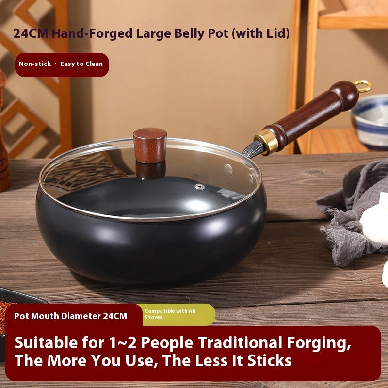 Big Belly Iron Pot Deep Nitrogen Uncoated Thickened Non-stick Cooking Stew